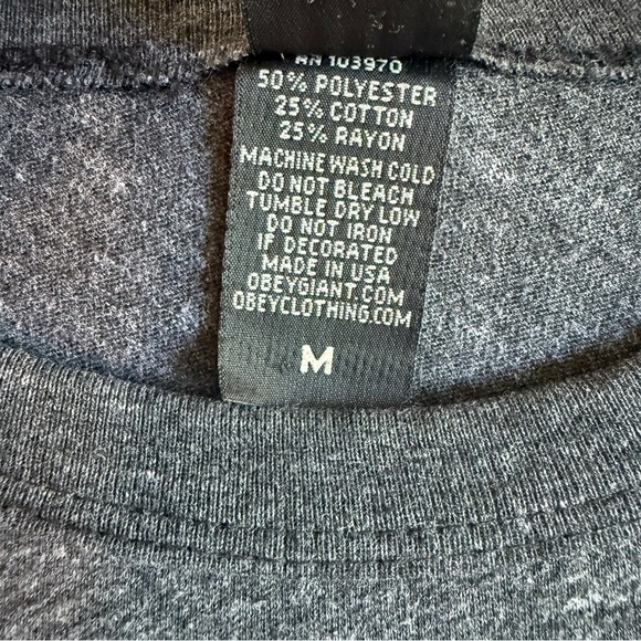 VTG 90s OBEY x Shepard Fairey Peace Bomber Grey Graphic Single Stitch T-Shirt M - Picture 8 of 11